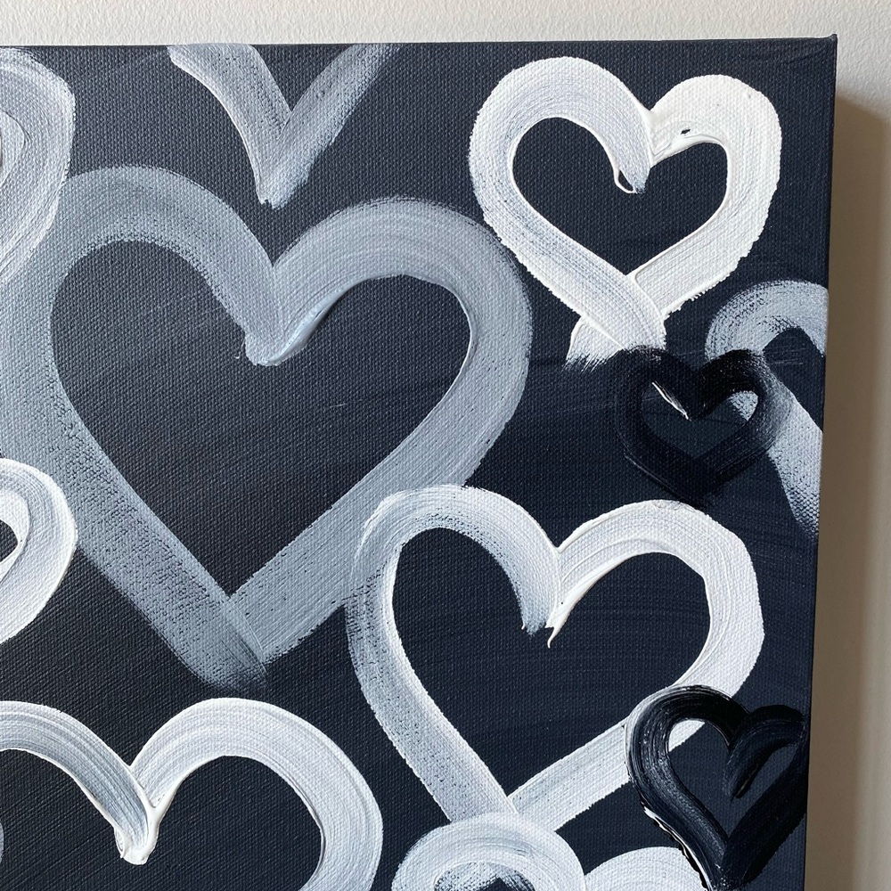 Large Original Canvas Gallery Abstract Painting 36”x24” Heart Ombré Art bedroom - Picture 9 of 13